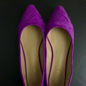 Ollio Purple Suede Pointy Toed Ballet Flats